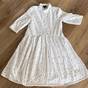 Roolee White Dress with Navy Anchor Print